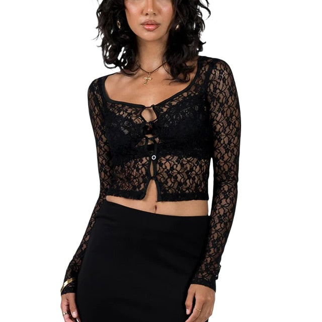 Lace Cardigan Vintage Top for Women