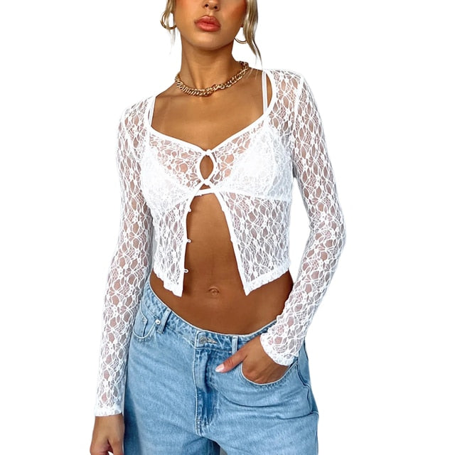 Lace Cardigan Vintage Top for Women