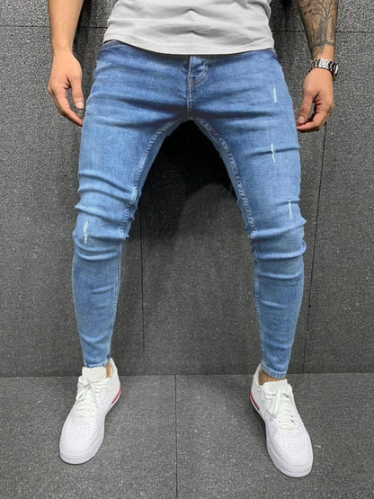 Popular Slim hip hop Skinny Blue Denim pants-Jeans