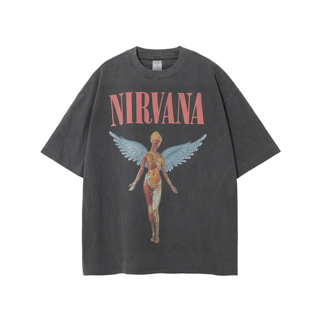 Angel Print Oversized Tshirt Vintage Top