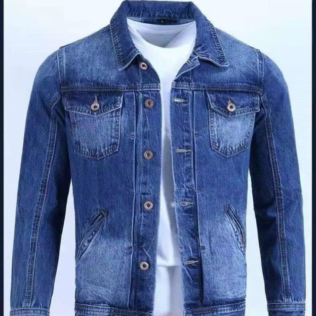Spring And Fall Retro Denim Jacket Men&#39;s Fashion Brand Handsome Cargo Jacket Korean Version Slim Casual Wear Clothes - Jackets