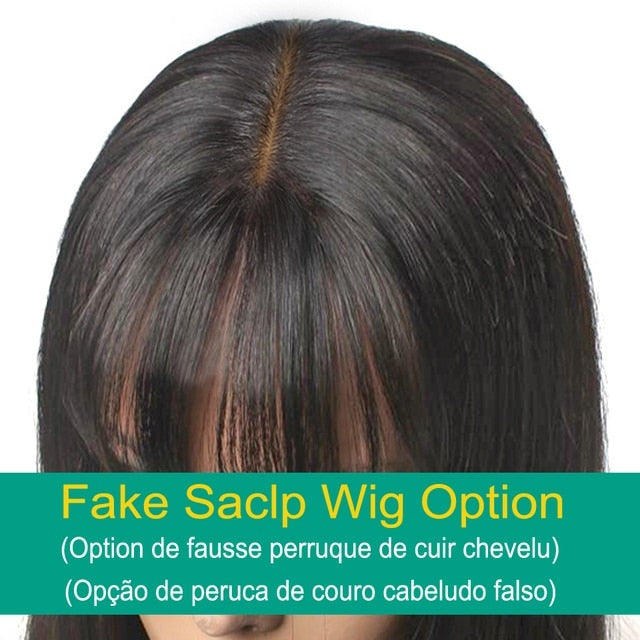 Straight Human Hair Wig For Women with bangs