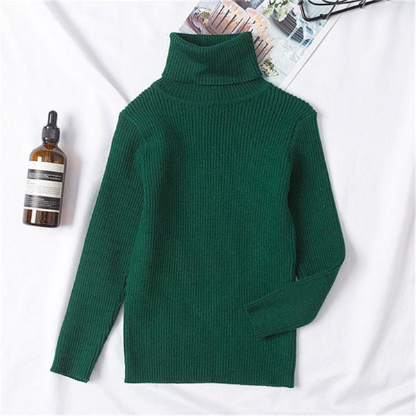Knitted Turtleneck Outerwear Sweater Top for Boys