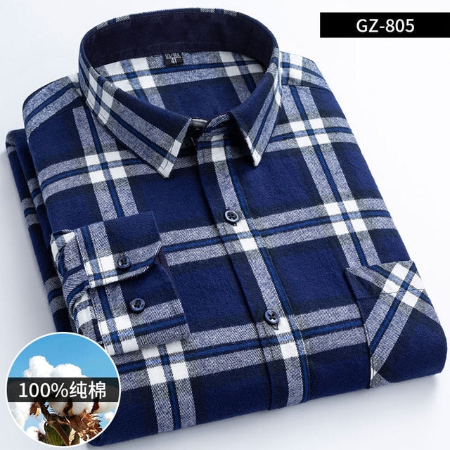 Cotton Long Sleeve Contrast Plaid High Quality Shirt for Men
