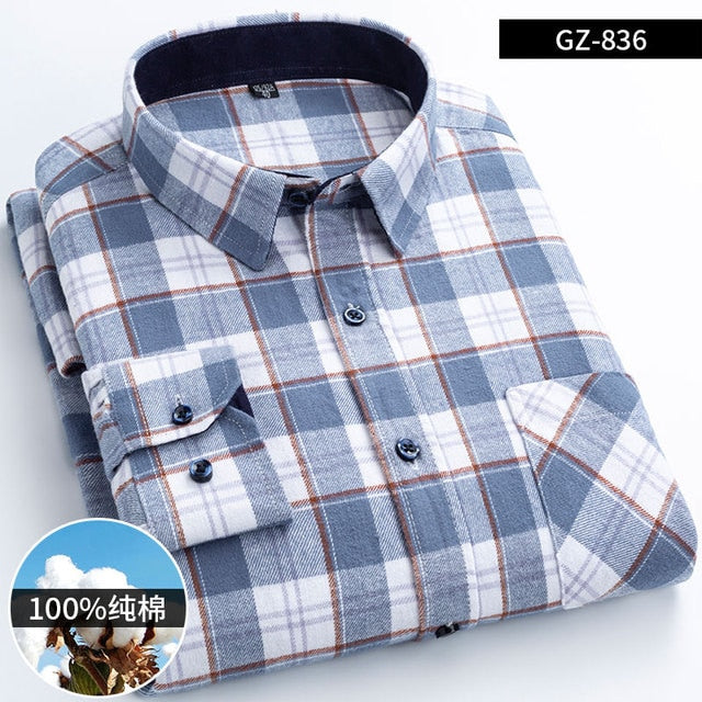 Cotton Long Sleeve Contrast Plaid High Quality Shirt for Men