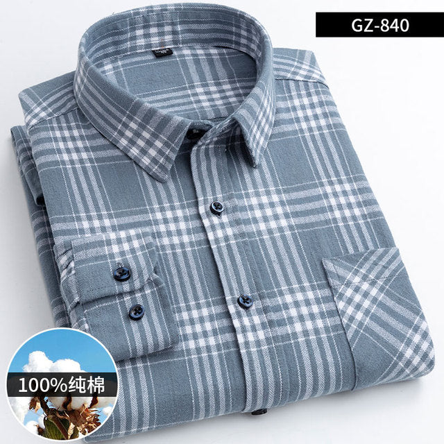 Cotton Long Sleeve Contrast Plaid High Quality Shirt for Men