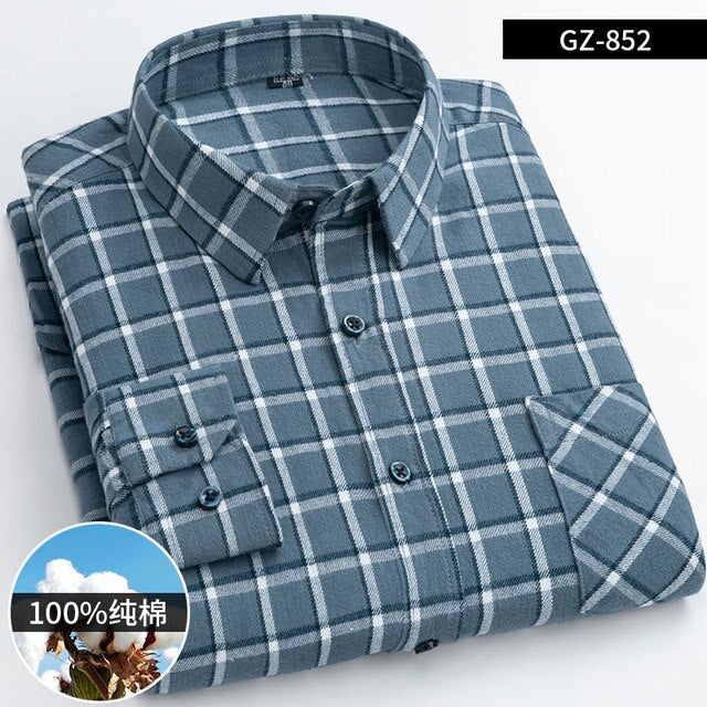 Cotton Long Sleeve Contrast Plaid High Quality Shirt for Men