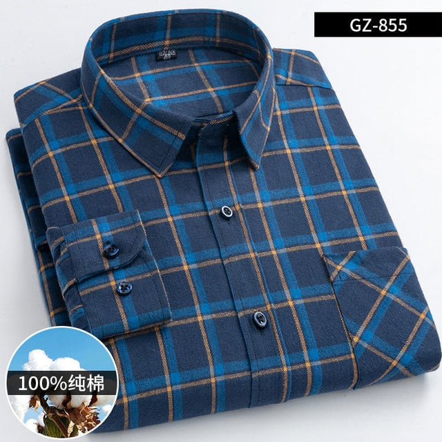 Cotton Long Sleeve Contrast Plaid High Quality Shirt for Men