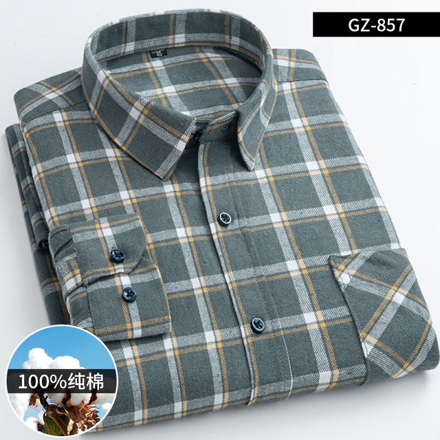 Cotton Long Sleeve Contrast Plaid High Quality Shirt for Men