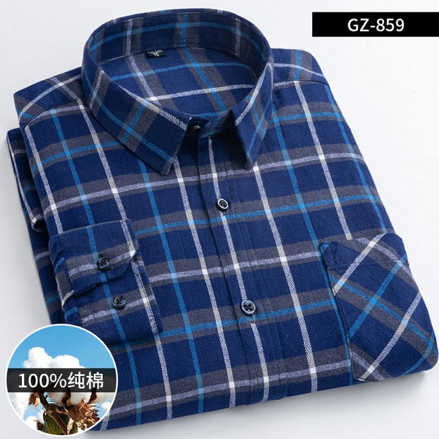 Cotton Long Sleeve Contrast Plaid High Quality Shirt for Men
