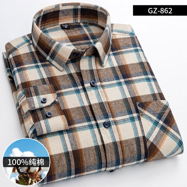 Cotton Long Sleeve Contrast Plaid High Quality Shirt for Men