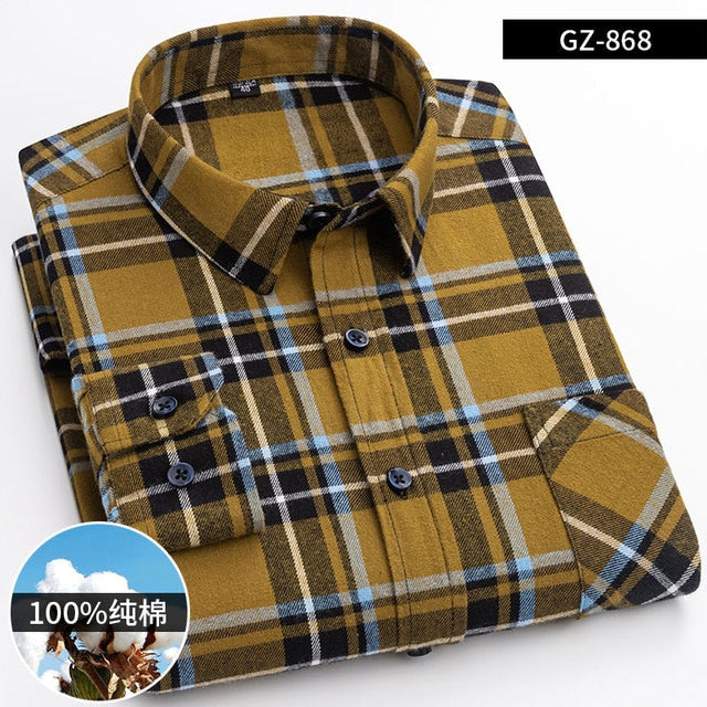 Cotton Long Sleeve Contrast Plaid High Quality Shirt for Men