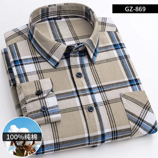 Cotton Long Sleeve Contrast Plaid High Quality Shirt for Men