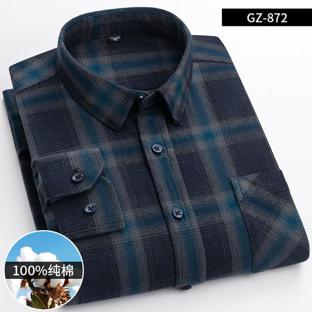 Cotton Long Sleeve Contrast Plaid High Quality Shirt for Men
