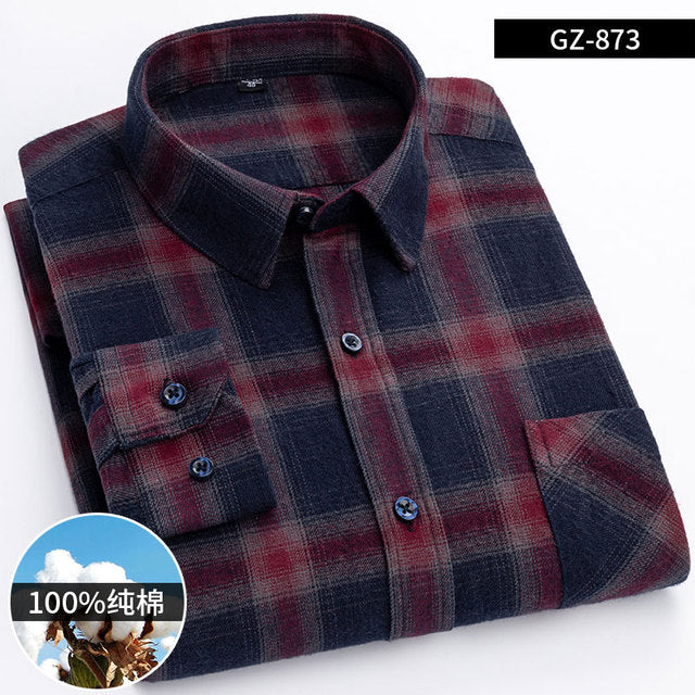 Cotton Long Sleeve Contrast Plaid High Quality Shirt for Men