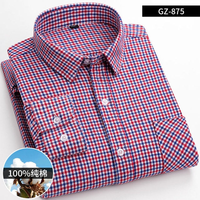 Cotton Long Sleeve Contrast Plaid High Quality Shirt for Men