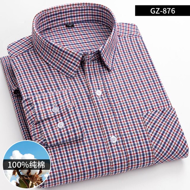 Cotton Long Sleeve Contrast Plaid High Quality Shirt for Men