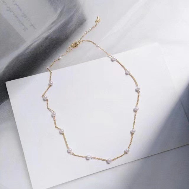 Neck Chain Pearl Choker Necklace