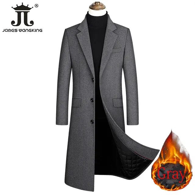 Long Wool Trench Coat Male Jacket