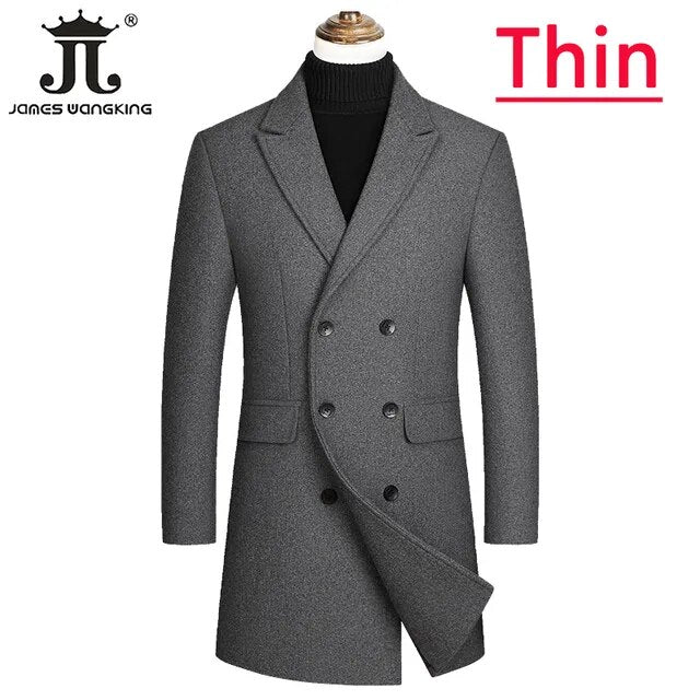 Long Wool Trench Coat Male Jacket