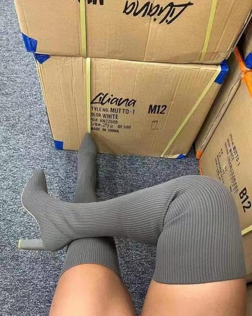 New Thigh Knitted Elastic Socks Long Boots