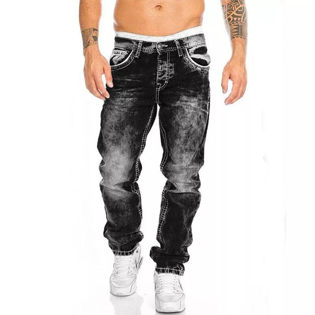 Slim Fit Punk Skinny Denim Pants - Jeans