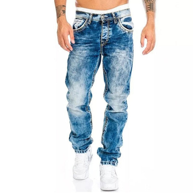 Slim Fit Punk Skinny Denim Pants - Jeans