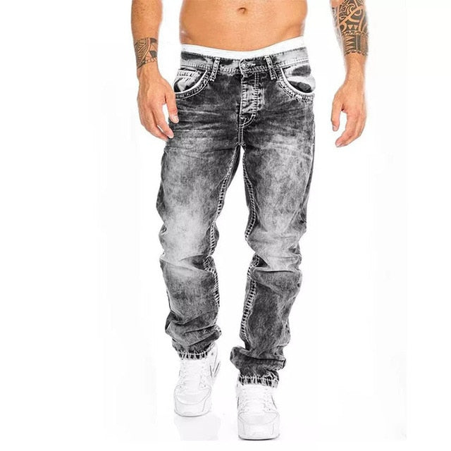 Slim Fit Punk Skinny Denim Pants - Jeans