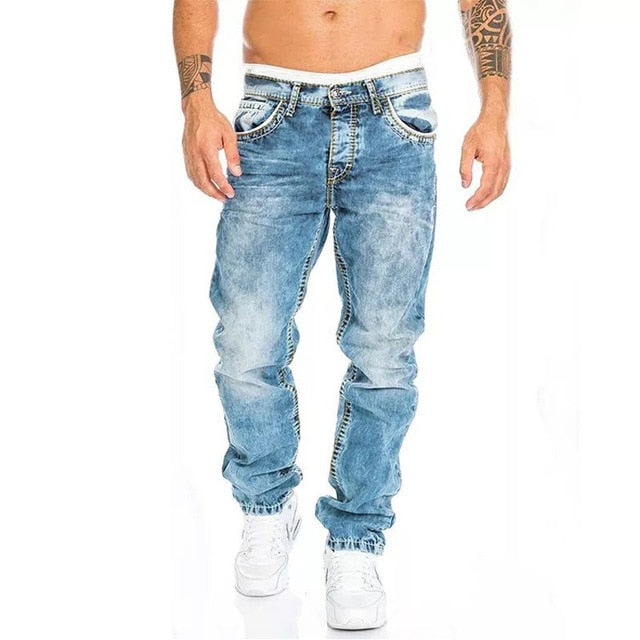 Slim Fit Punk Skinny Denim Pants - Jeans