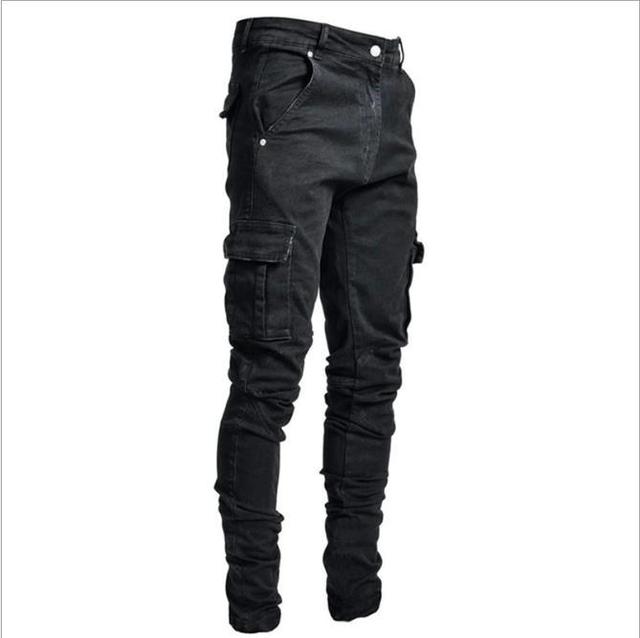 Slim Fit Punk Skinny Denim Pants - Jeans
