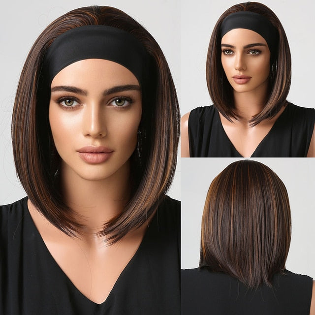 Curly Headband Synthetic Wig Natural Black Long hair for Women