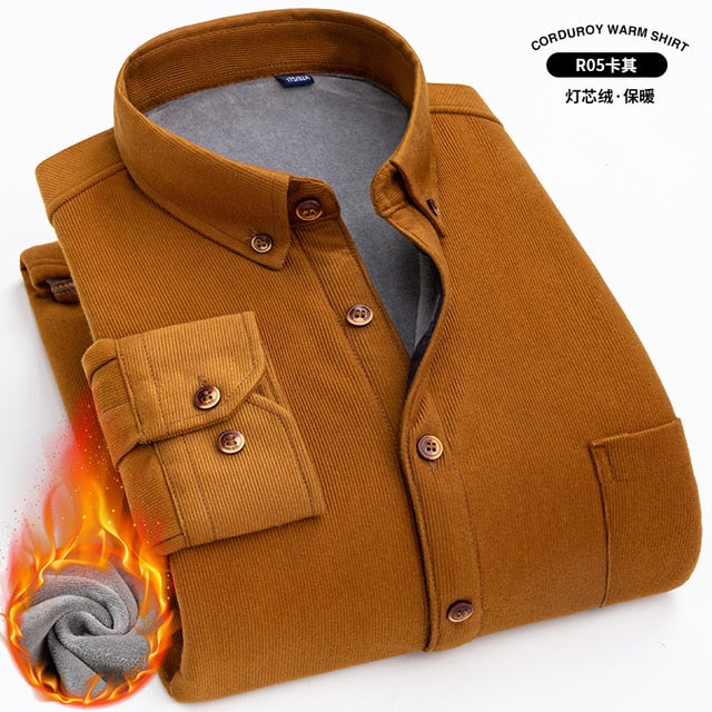 High-quality Soft Warm Winter Men's Plaid Corduroy Shirt