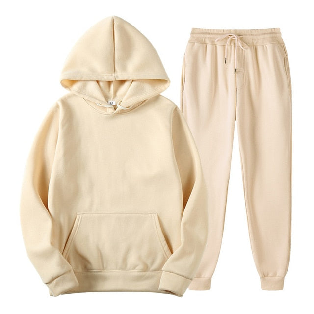 Pure Color Hoodie Sweatshirt and Pants Unisex