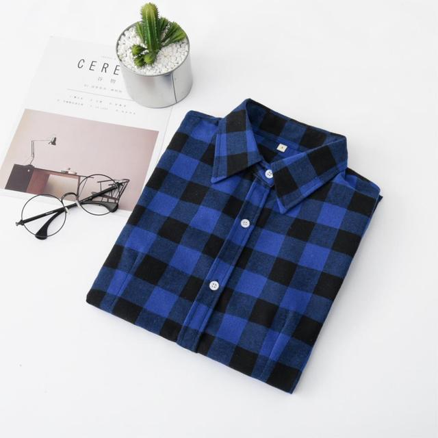High-quality Soft Warm Winter Women's Plaid Shirt