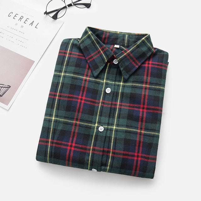 High-quality Soft Warm Winter Women's Plaid Shirt