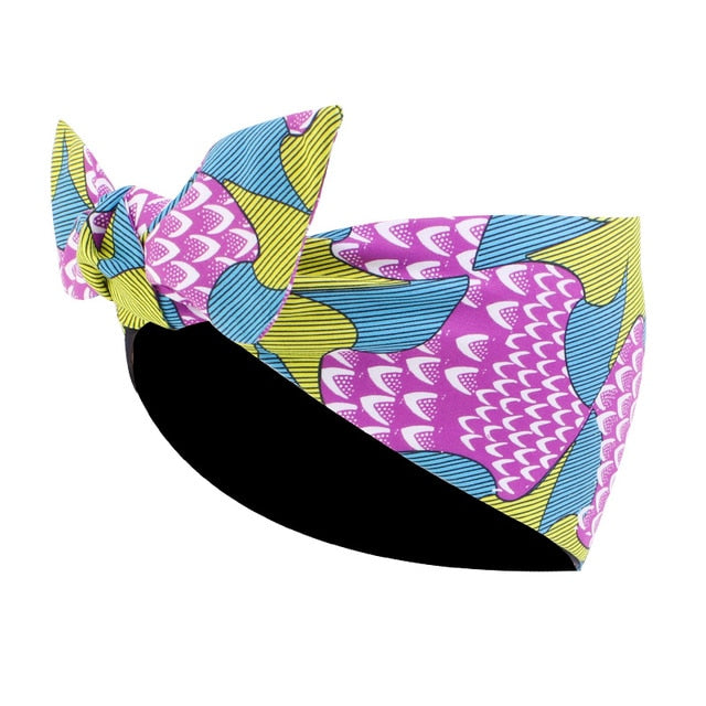 Print Stretch Bandana Satin Head Long Scarf Wrap