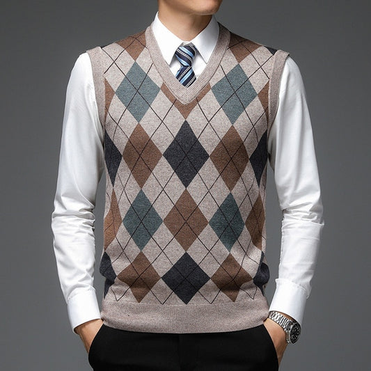 Pullover Diamond Sweater V Neck Knit Vest