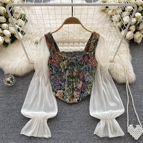 Puff Long Sleeve Vintage Y2K Blouse for Women