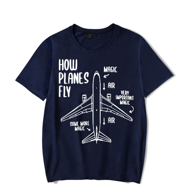 How Planes Fly Engineer Pilot Airplane Luminous Print Tees T-shirt for Men