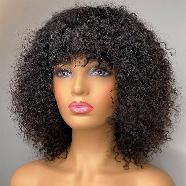 Short Bob Curly Human Brazilian Hair Wig