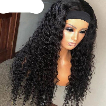 Deep Curly Headband Human Hair Wig