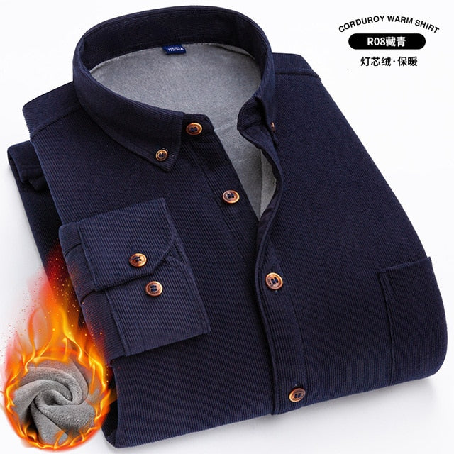 High-quality Soft Warm Winter Men's Plaid Corduroy Shirt
