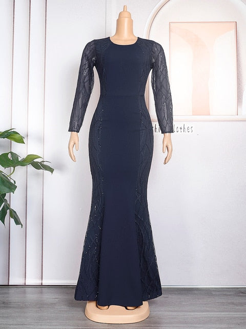 Dashiki Bodycon Long Dress for Women Plus Size