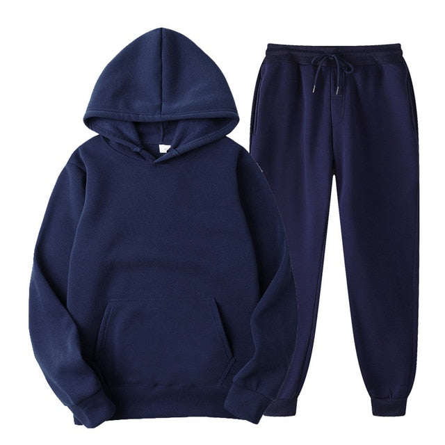 Pure Color Hoodie Sweatshirt and Pants Unisex