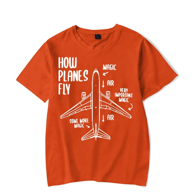 How Planes Fly Engineer Pilot Airplane Luminous Print Tees T-shirt for Men