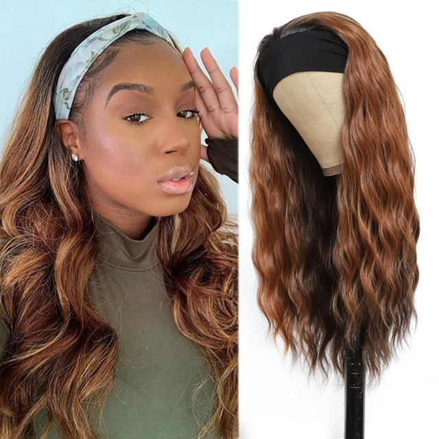 Long Natural Wave Synthetic Headband Wig For Women