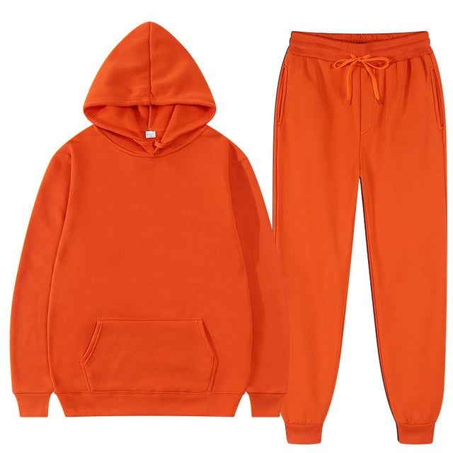 Pure Color Hoodie Sweatshirt and Pants Unisex