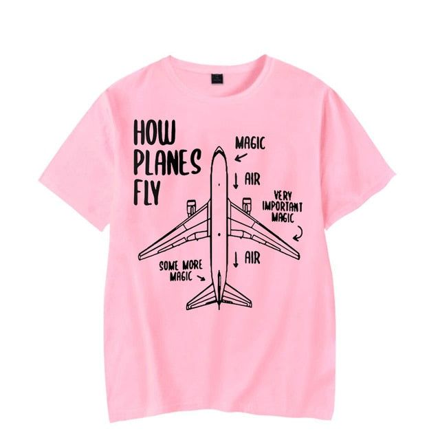How Planes Fly Engineer Pilot Airplane Luminous Print Tees T-shirt for Men