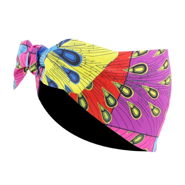 Print Stretch Bandana Satin Head Long Scarf Wrap