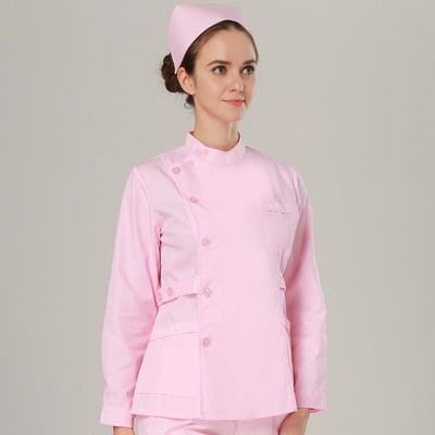 Long Sleeve Single Breasted With Chest Pocket Medical Scrub Set